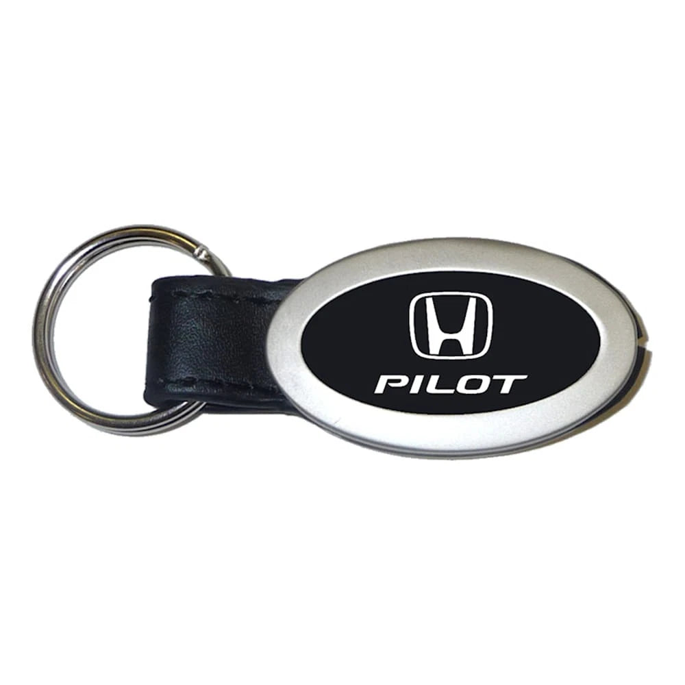 Black Leather Oval Keychain - Officially Licensed for Honda Pilot
