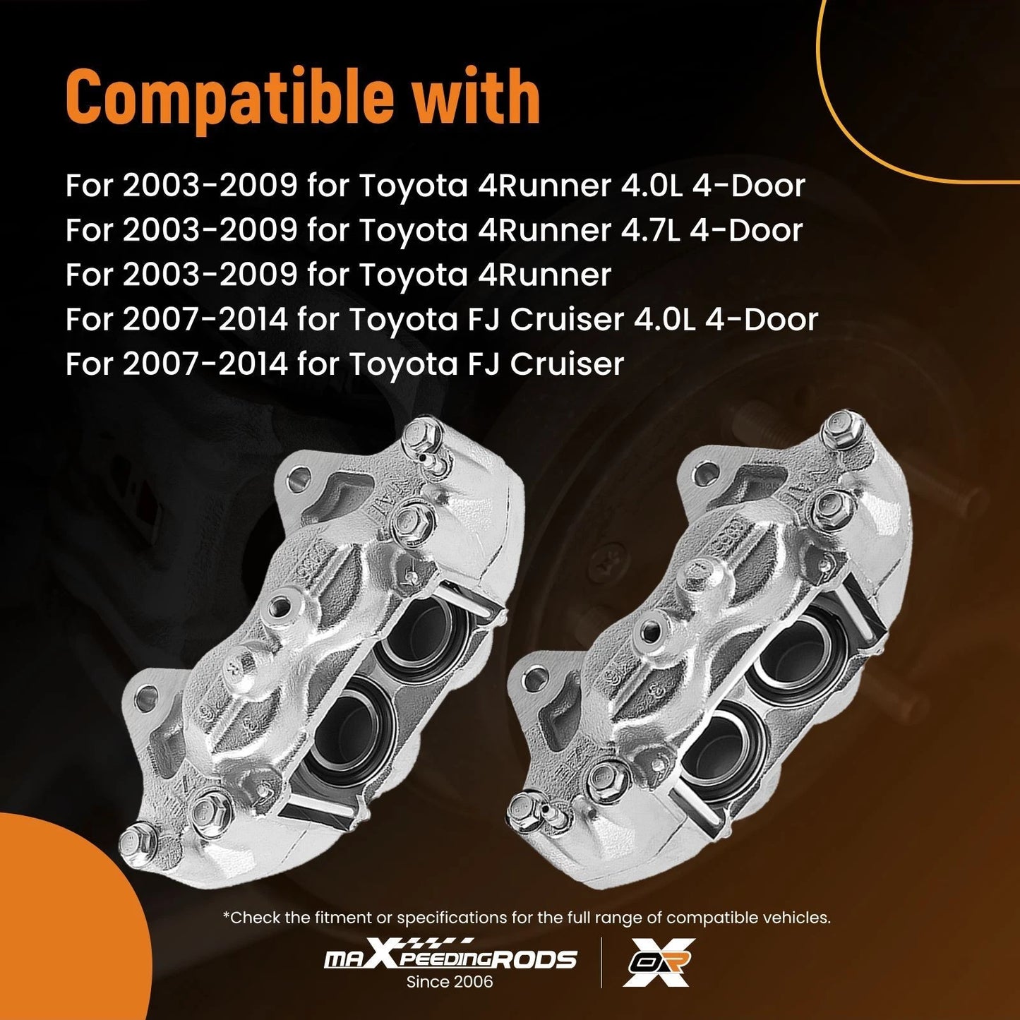 Front Disc Brake Calipers for Toyota 4Runner 2003–2009 (4.0L, 4.7L)