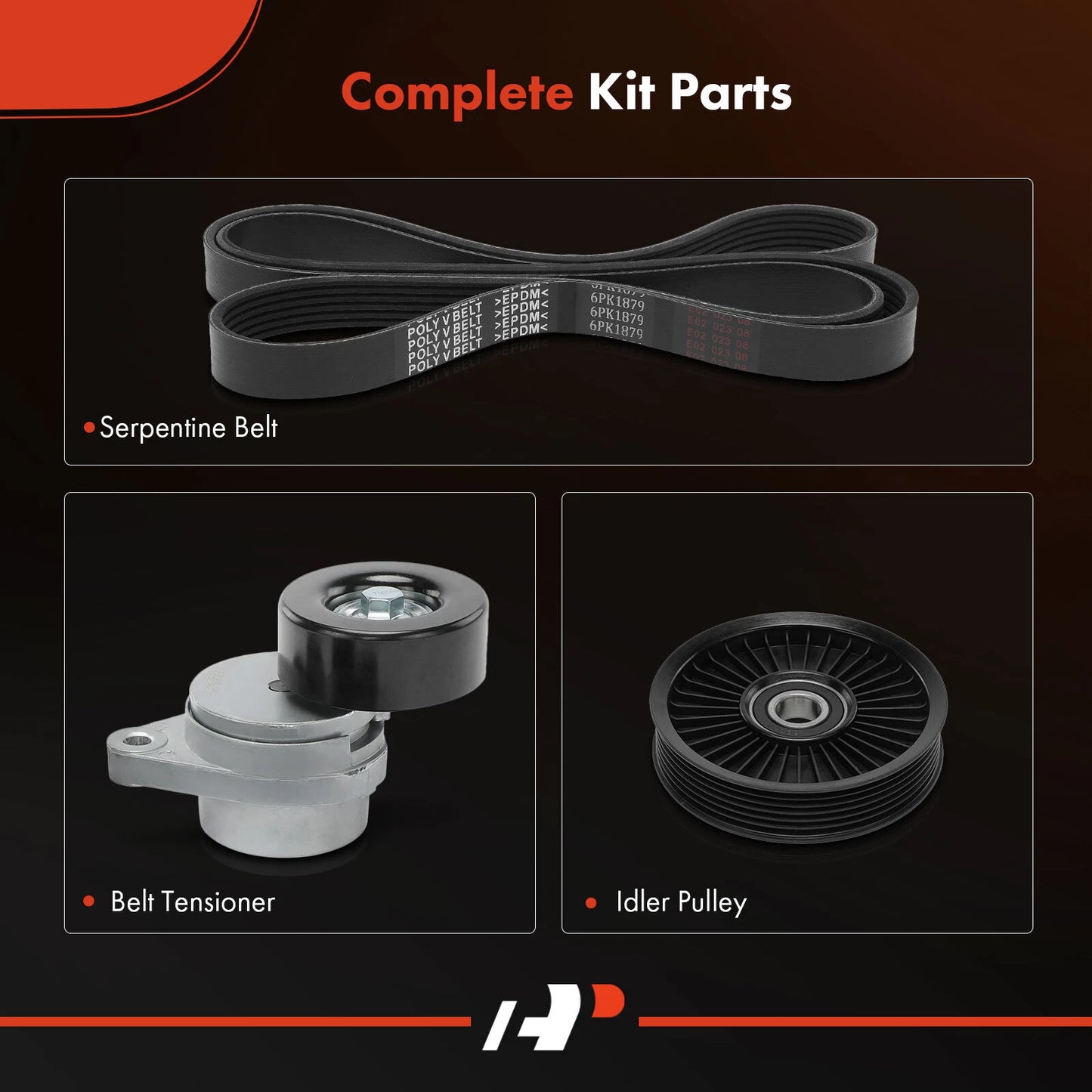 3X Serpentine Belt Drive Component Kit for Chevy Aveo Pontiac L4 (2004–2011)