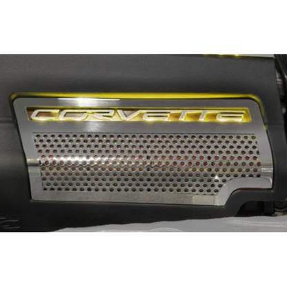 Perforated Engine Shroud Side Inserts w/Yellow LED for 09-13 Chevy Corvette ZR1