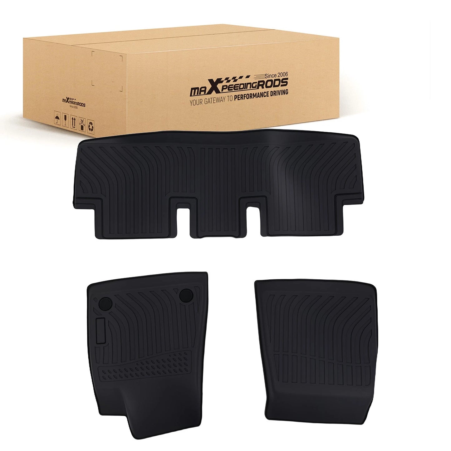 Black All-Weather Floor Mats for Tesla 3 (2017–2023) TPE Rubber Heavy Duty