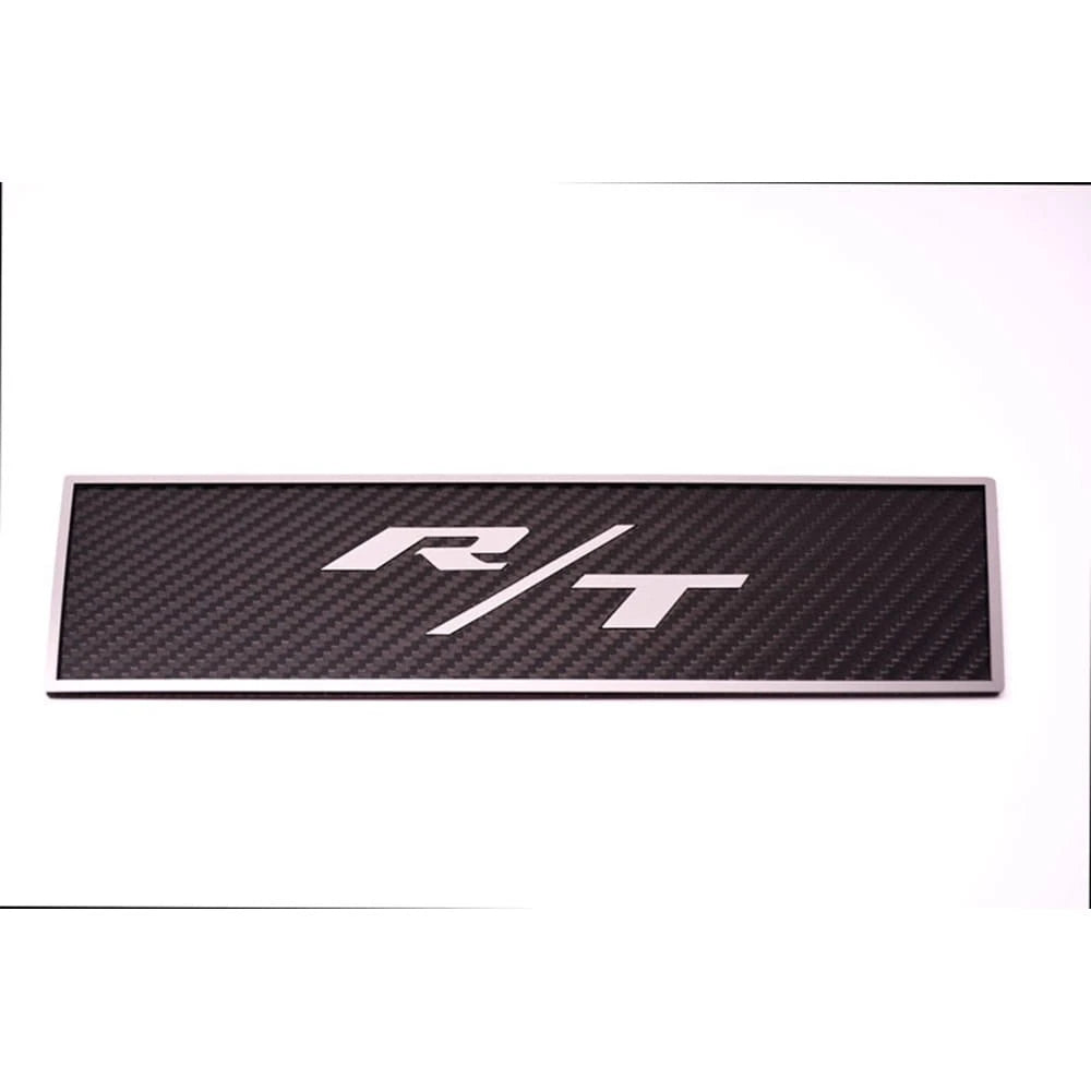 Carbon Fiber Door Badges w/Polished 'R/T' for 2009-2014 Dodge Challenger R/T
