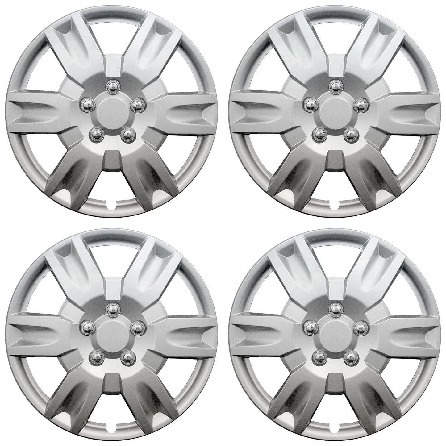 16" Silver Push-On Wheel Cover Hubcaps for Steel Wheels - 6 Spoke Altima Style
