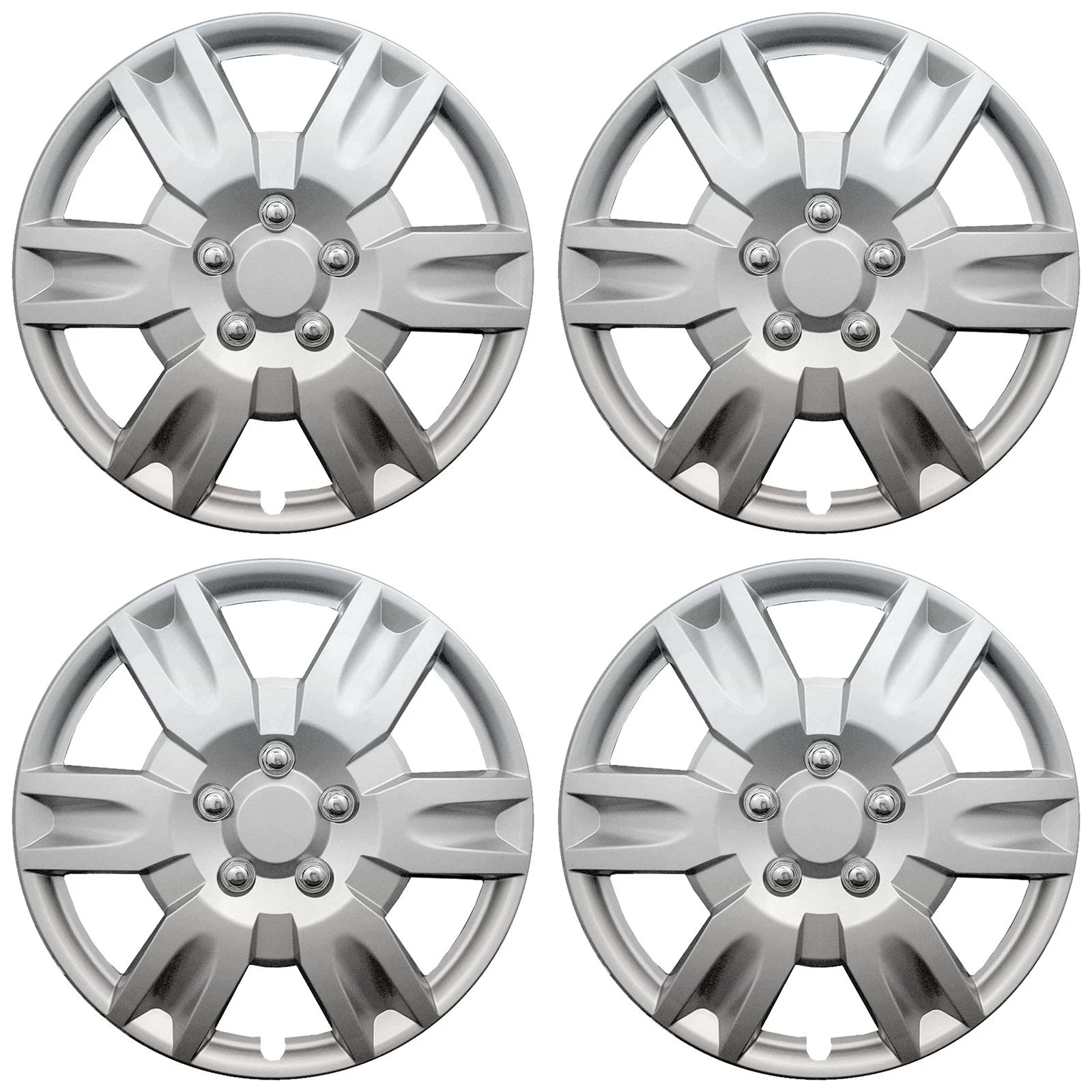 16" Silver Push-On Wheel Cover Hubcaps for Steel Wheels - 6 Spoke Altima Style