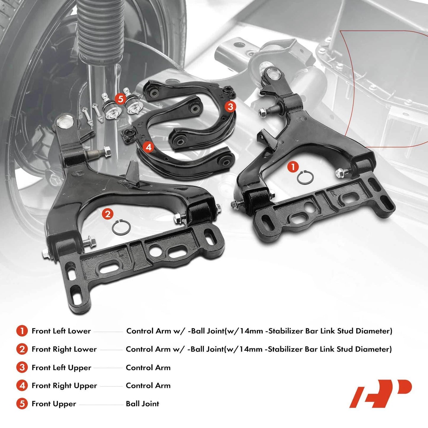 6x Front Control Arm with Ball Joint for Chevy Trailblazer (2004–2007)