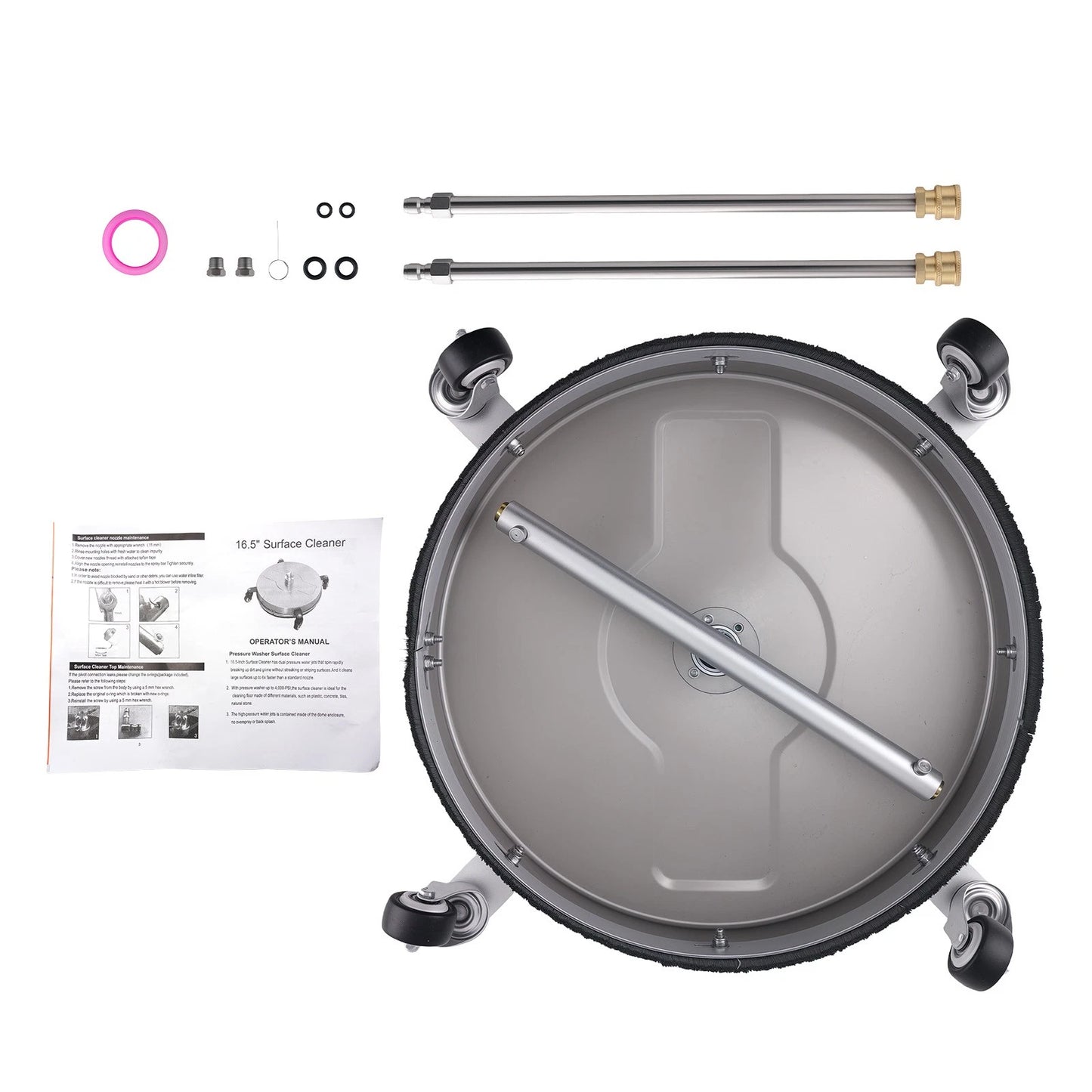 16.5in Pressure Washer Surface Cleaner Kit for 4200 PSI (4 Wheels, Rods)