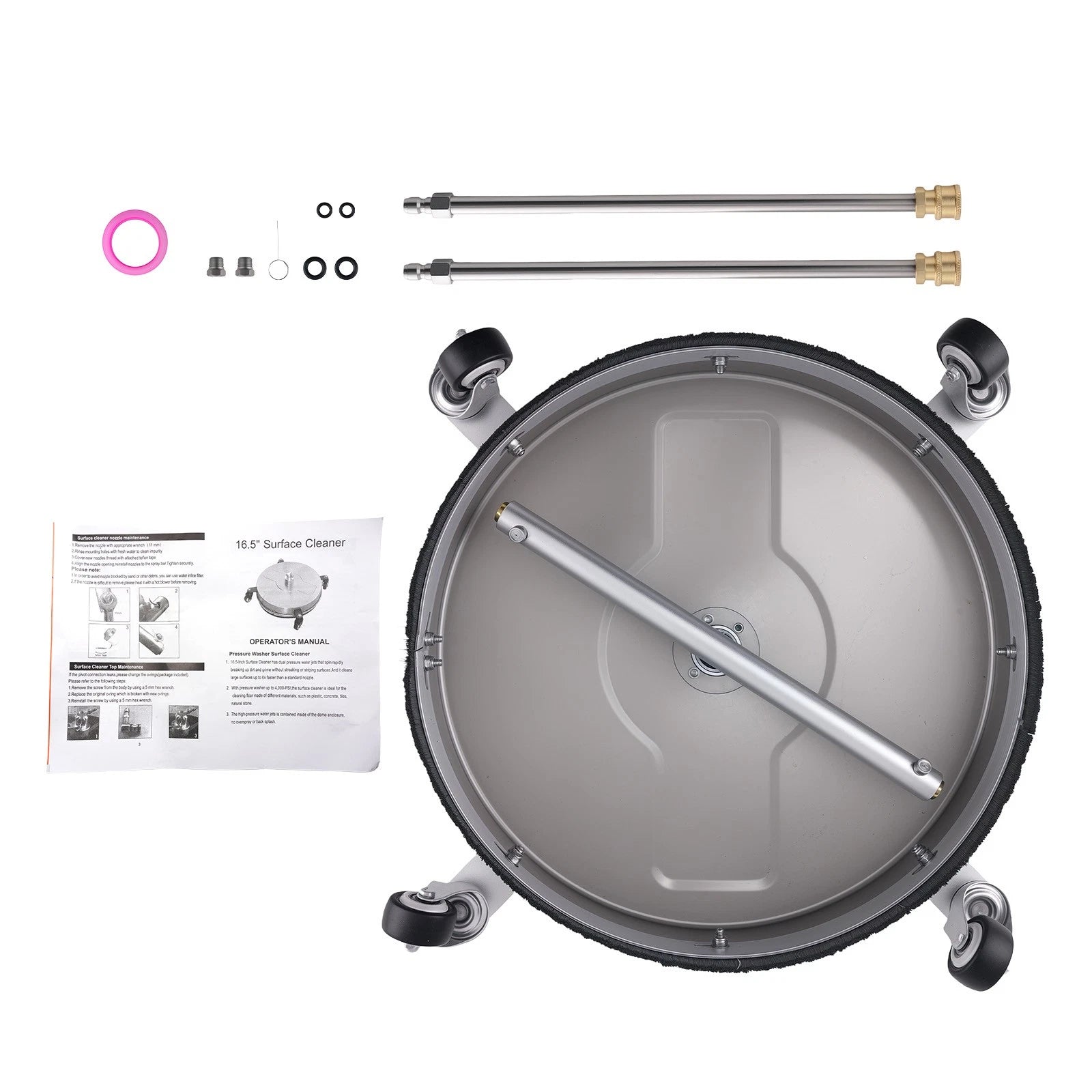 16.5in Pressure Washer Surface Cleaner Kit for 4200 PSI (4 Wheels, Rods)