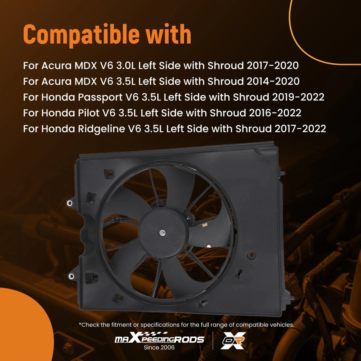 Electric Radiator Cooling Fan Left for Acura MDX and Honda Pilot (2014–2022)
