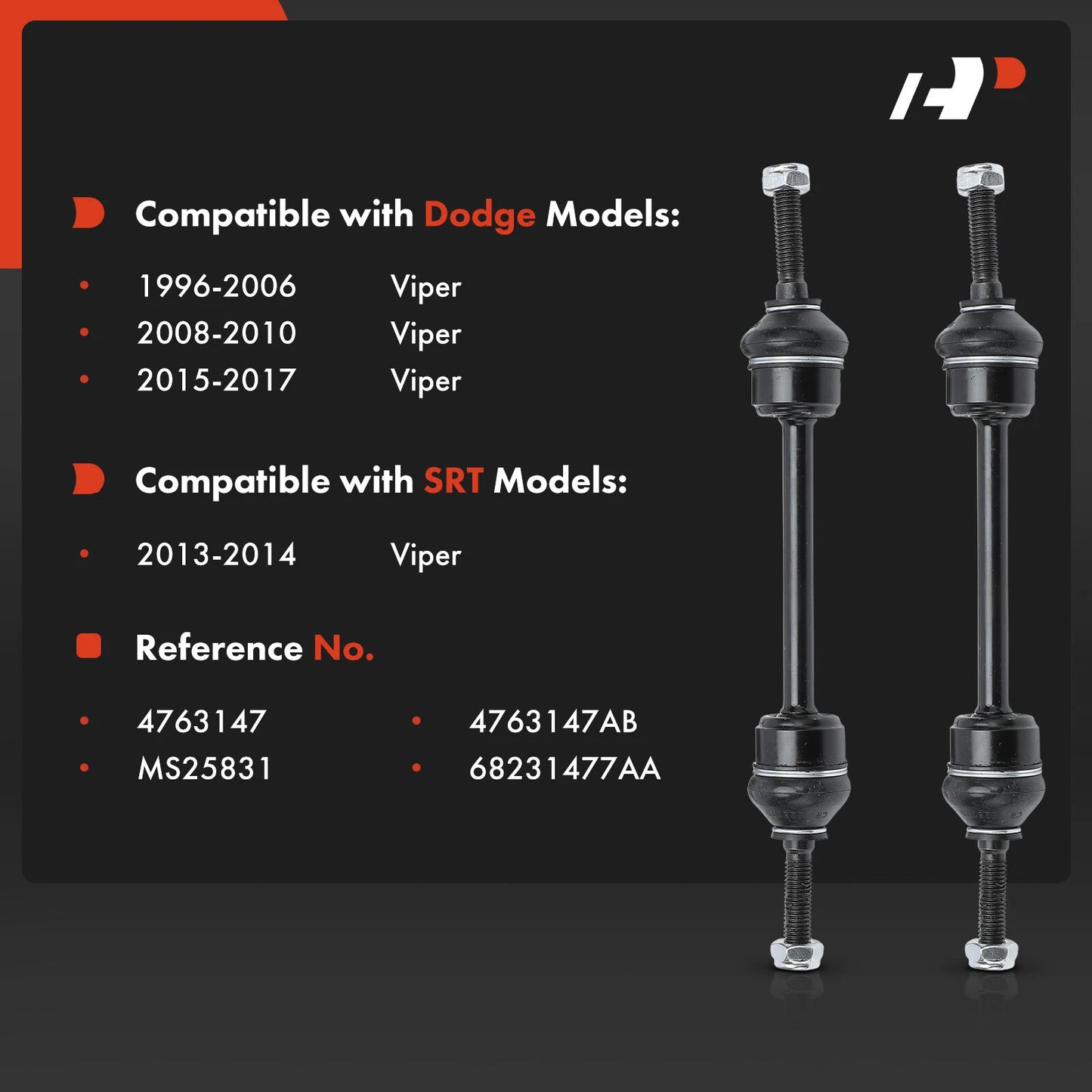 2X Front Stabilizer Sway Bar Link for Dodge Viper SRT (2013–2017)