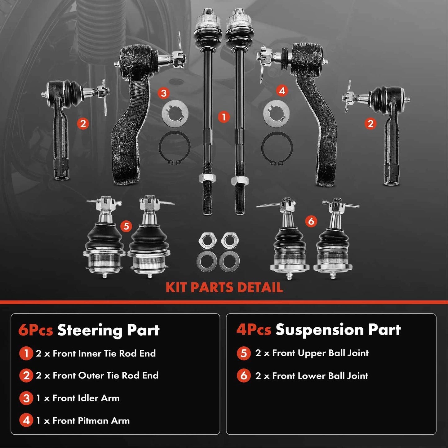 10x Inner Outer Tie Rod Ball Joint for Chevy Silverado 1500 (2007–2018)