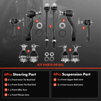 10x Inner Outer Tie Rod Ball Joint for Chevy Silverado 1500 (2007–2018)