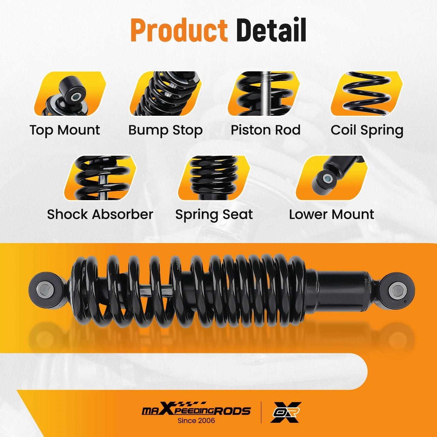 2x Rear Coil-Over Shocks for Yamaha Golf G14 G16 G19 (2007–2016)