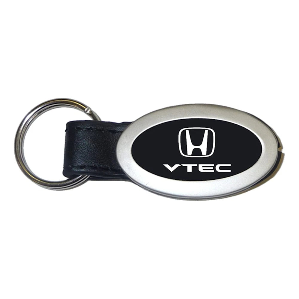 Black Leather Oval Keychain - Officially Licensed for Honda VTEC Vehicles