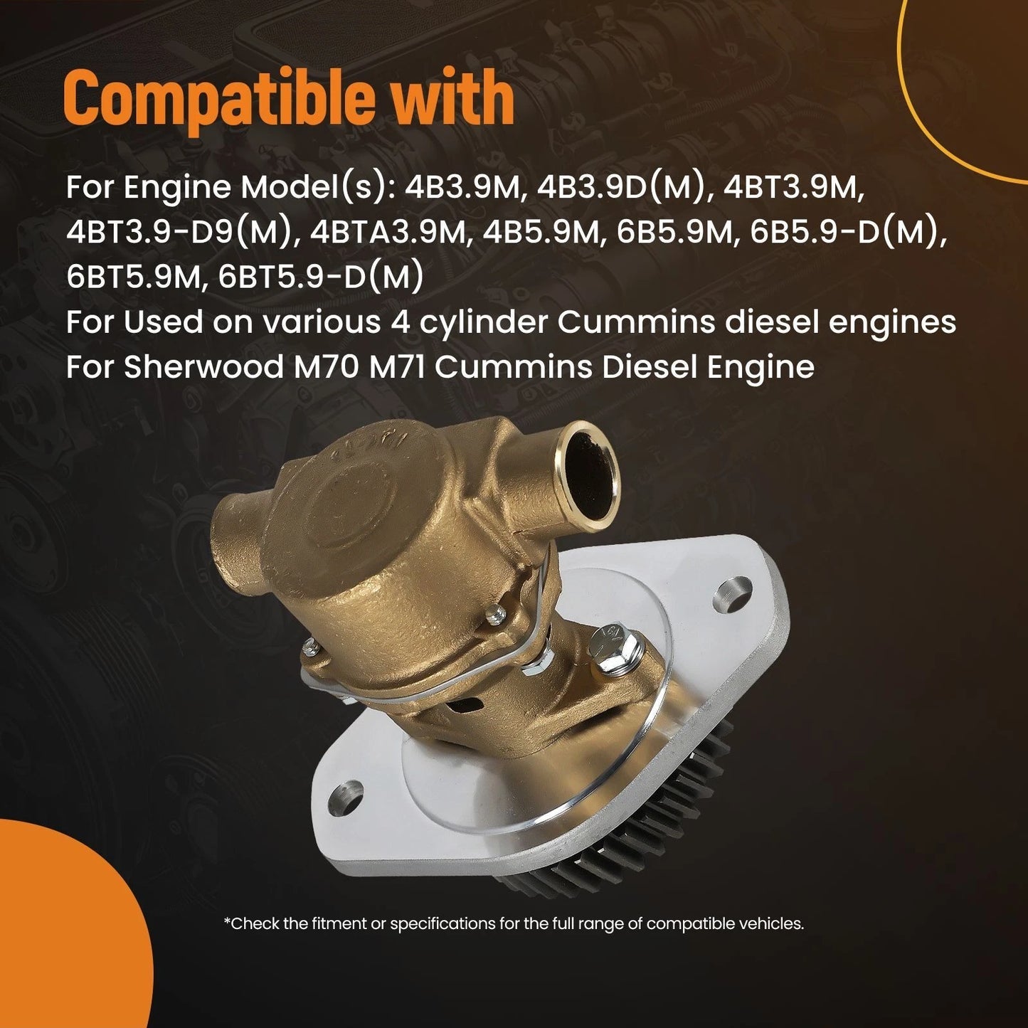 Engine Cooling Pump for Cummins 4BT Diesel (1980–1984)