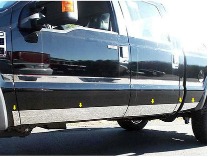 LuxuryFX Chrome Accent Door Molding Trim for 2011-2016 Ford Super Duty SB Crew