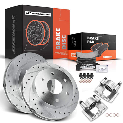 8x Front Drilled Rotors & Pads + Calipers for Chevrolet Tahoe GMC Yukon