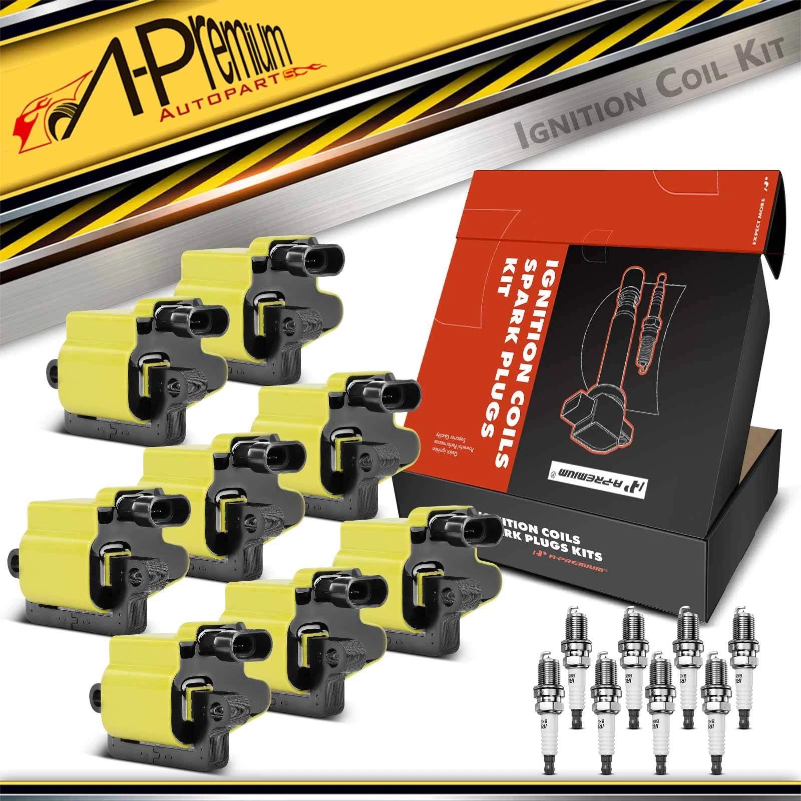 8X Ignition Coil & Iridium Spark Plug for Chevy Silverado (2007–2019)