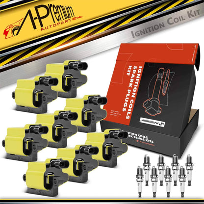 8X Ignition Coil & Iridium Spark Plug for Chevy Silverado (2007–2019)