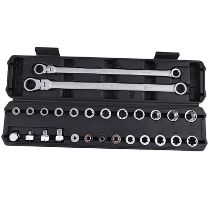 Flex Head Ratchet Wrench Set for 14mm–19mm (Chrome Vanadium) 25-Piece (2010–2010)