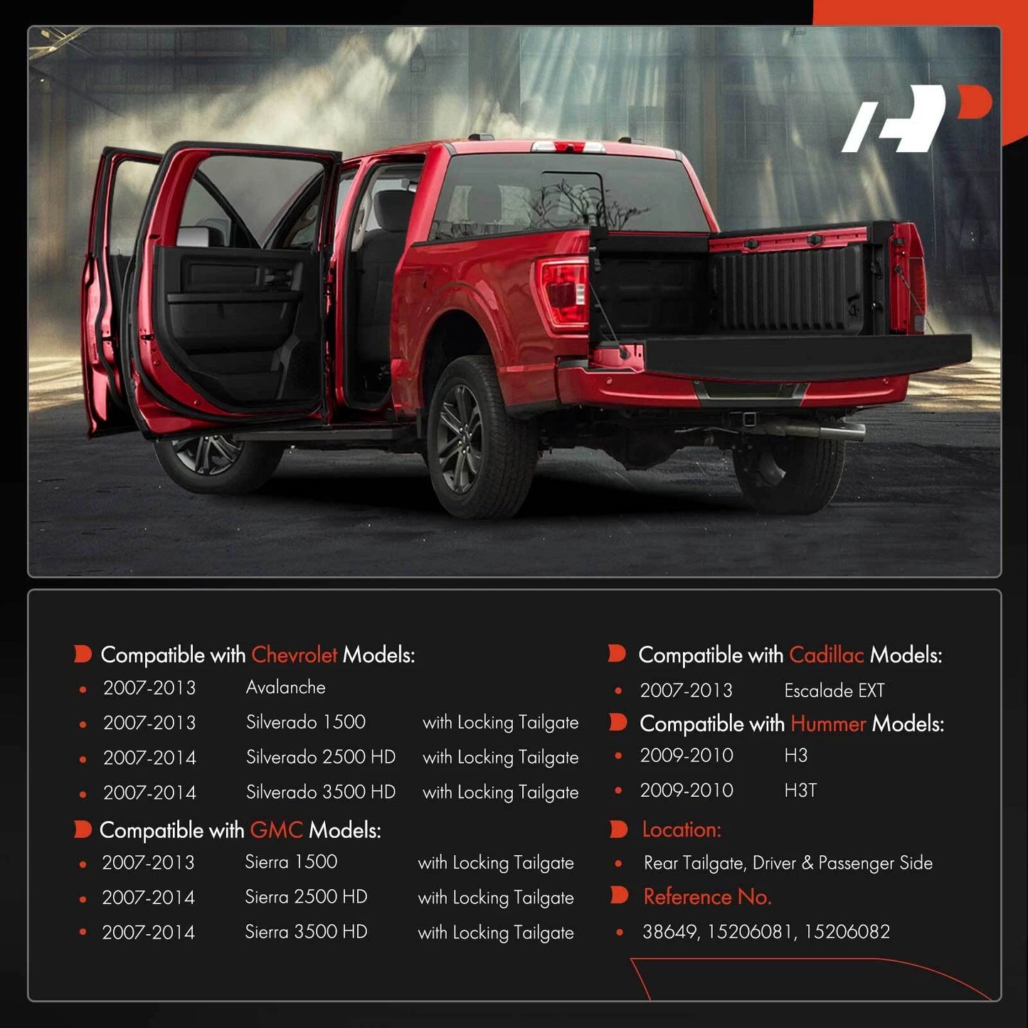 2Pcs Tailgate Hinge for Chevy Silverado 1500 (2007–2013)