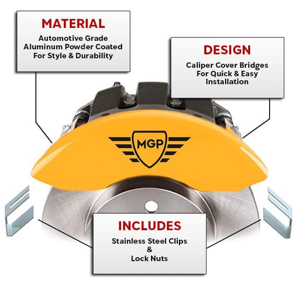 Caliper Covers Set of 4 Yellow w MGP Logo for 2012-2018 Ford Focus