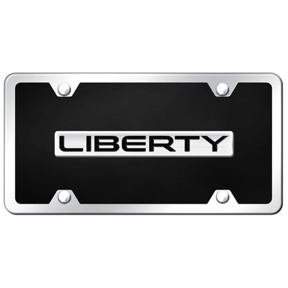 Chrome on Black Acrylic License Plate Kit - Officially Licensed for Jeep Liberty