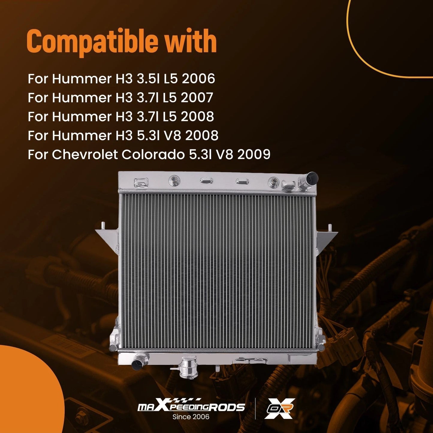3 Row Radiator for Hummer H3 H3T (2006–2012) CU2855 Auto Transmission