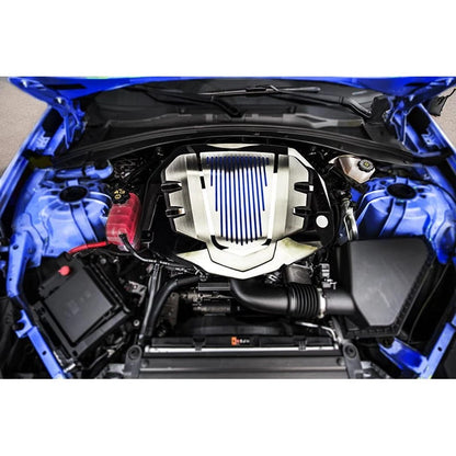 Polished/Brushed Engine Shroud Cover w/Green C-Fiber Inlay for 16-18 Camaro 1LT
