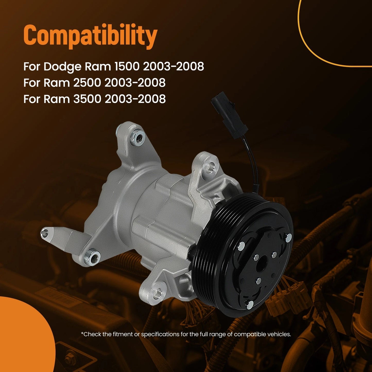 7-Groove A/C Compressor for Dodge Ram 1500 2500 3500 (2003–2008)