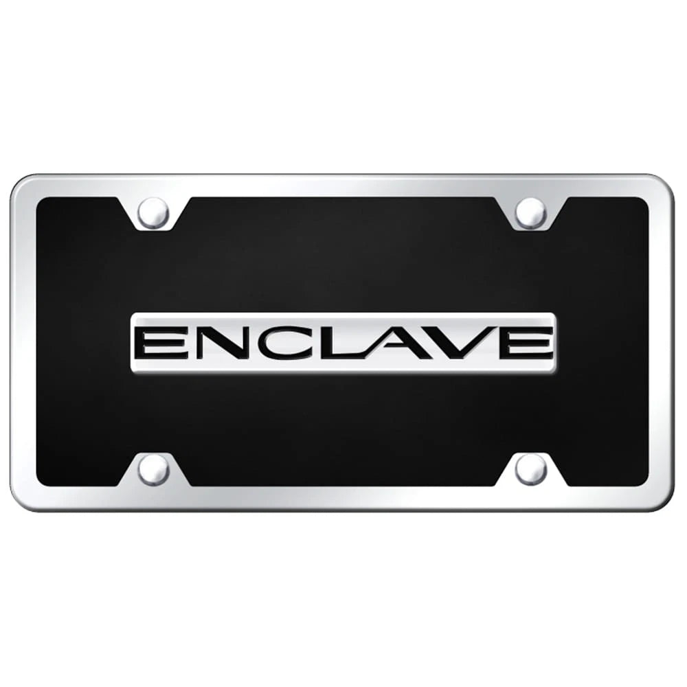Chrome on Black Acrylic License Plate Kit -Officially Licensed for Buick Enclave
