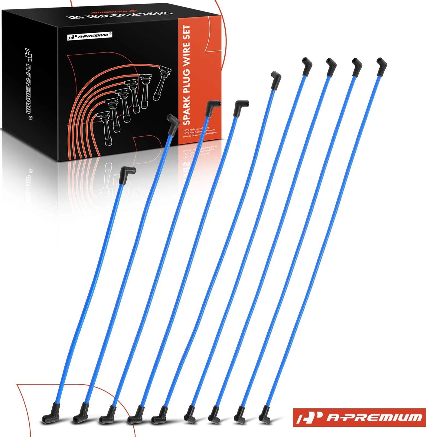 9Pcs Blue Spark Plug Wire Set 10.5MM for SBC BBC HEI (1955–2002)
