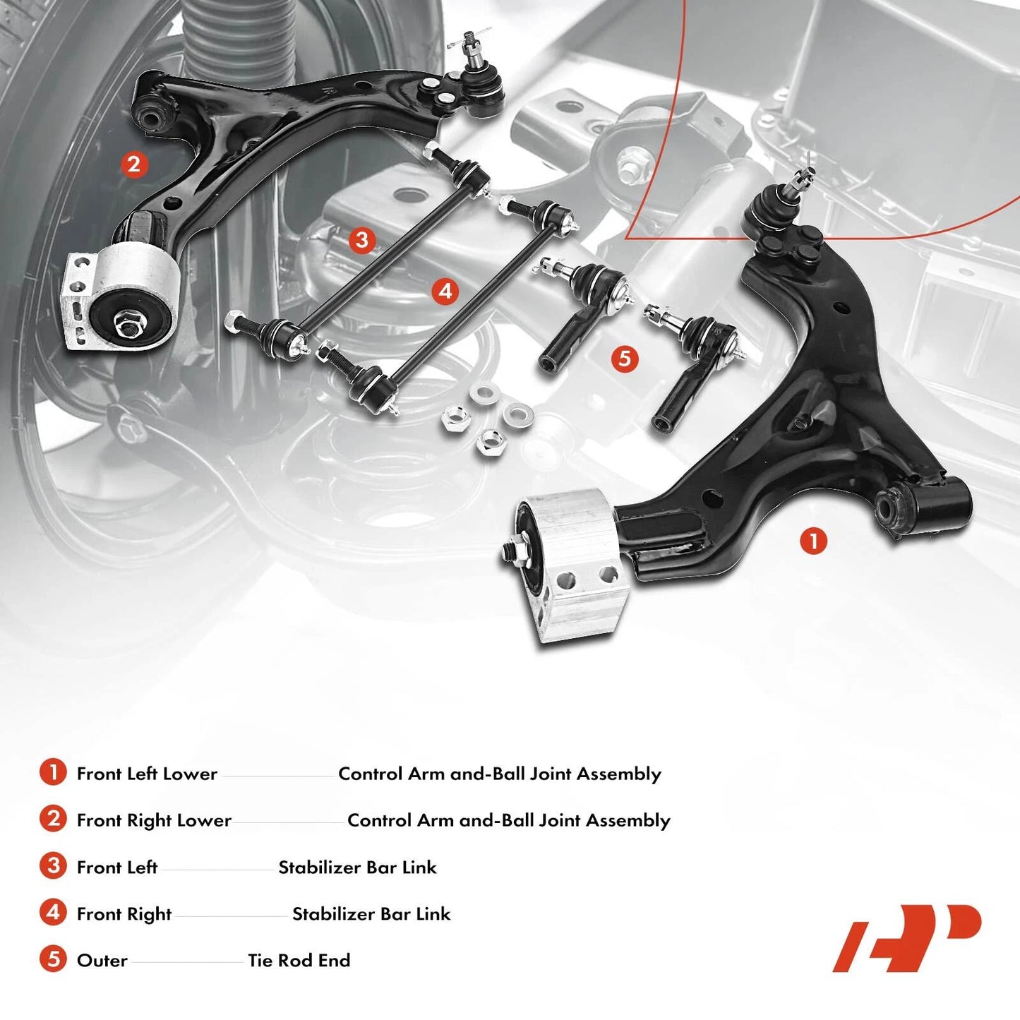 6x Front Lower Control Arm Sway Bar Link for Chevrolet Equinox (2005–2019)