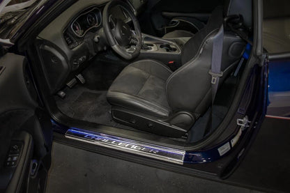 Carbon Fiber Door Sill with Yellow LED Lights for 2008–2019 Dodge Challenger