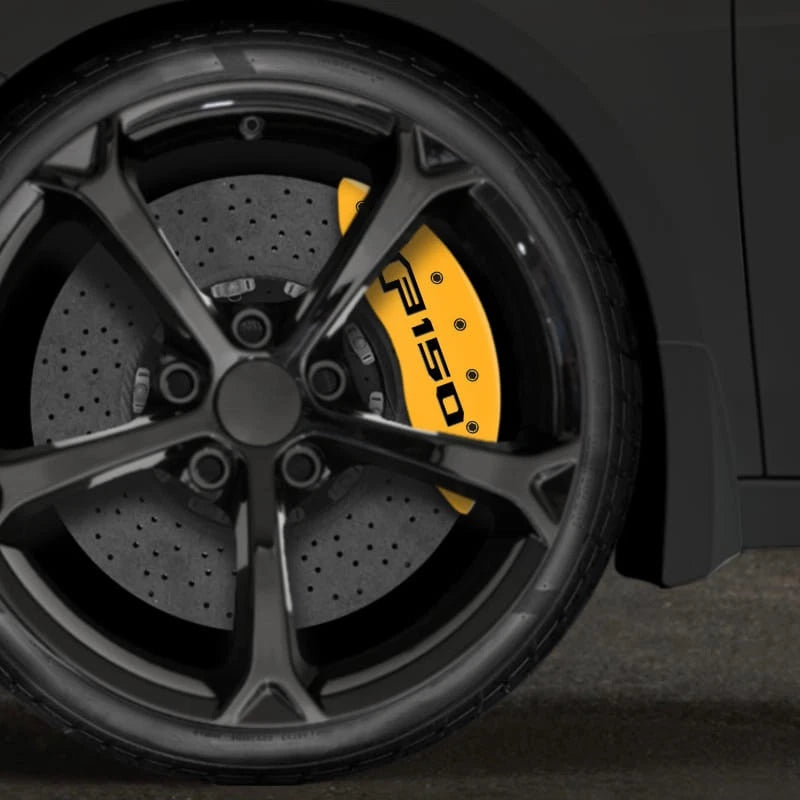 Yellow Caliper Covers Set of 4 'F150' for 2015-2020 Ford F-150 w/ Electric Brake