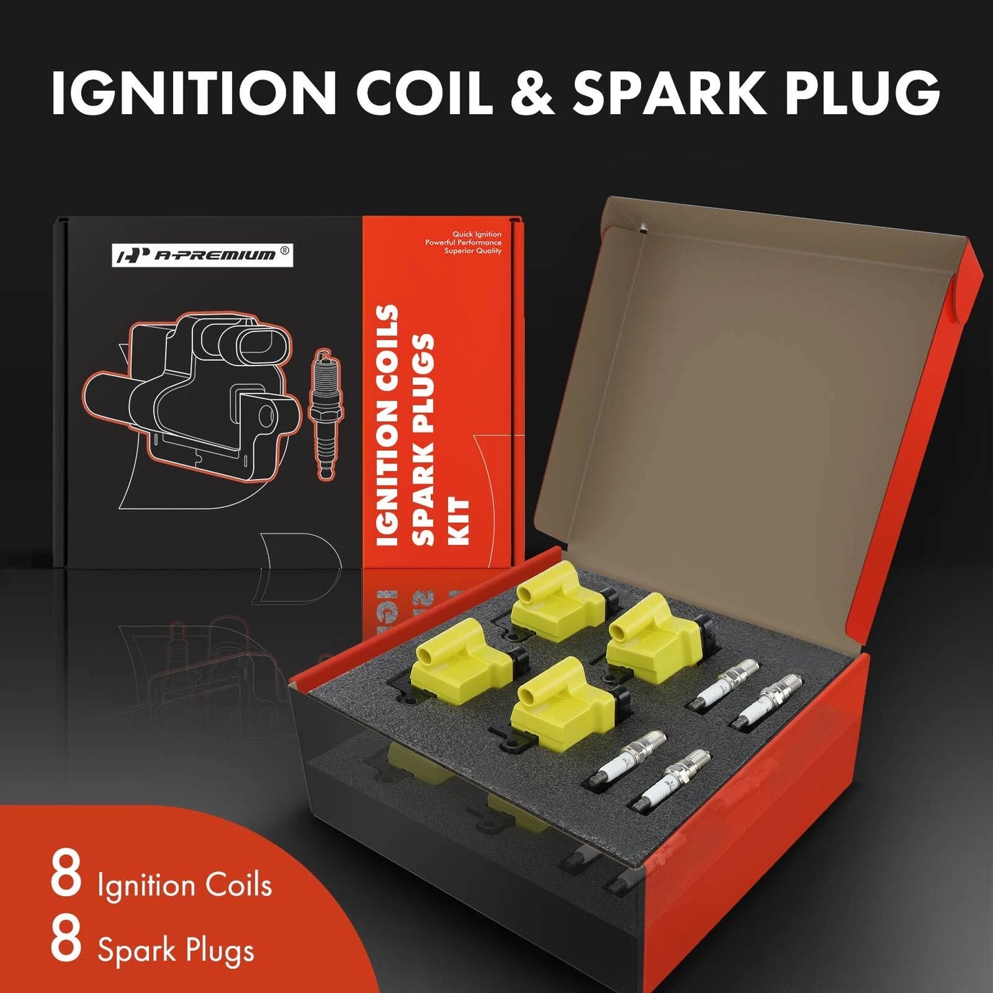 8X Ignition Coil & Iridium Spark Plug for Chevy Silverado (2007–2019)