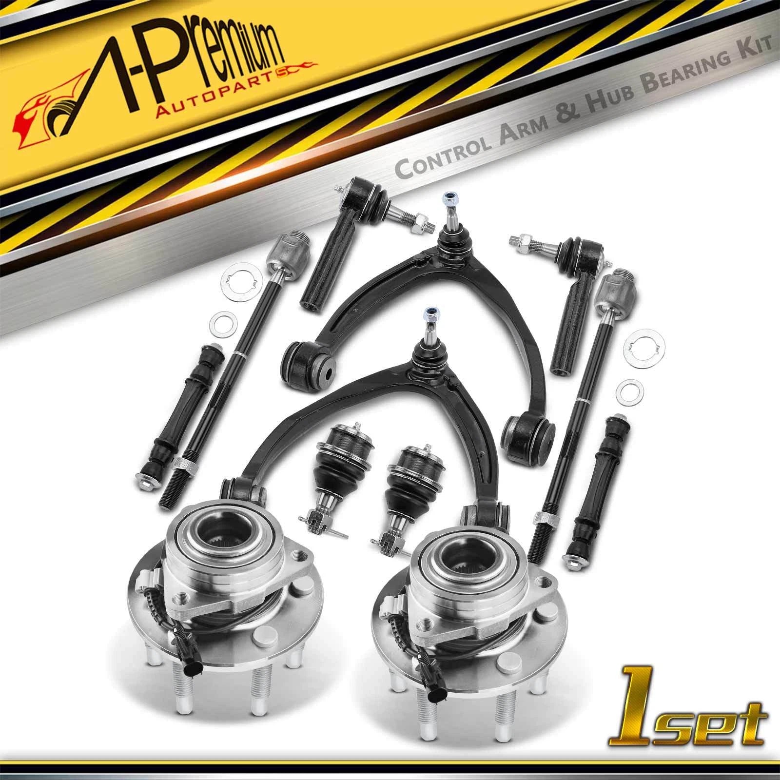 12x Front Control Arm with Ball Joint & Wheel Hub Bearing for Silverado