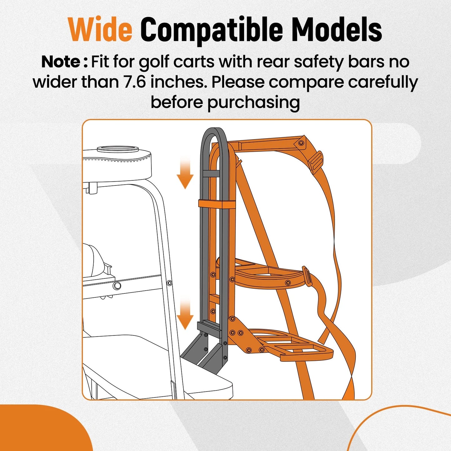 Golf Bag Carrier Mount Rack for Club Car, Yamaha & EZGO (Steel) (2014–2018)
