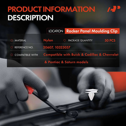 50Pcs Rocker Panel Moulding Clips for Chevy