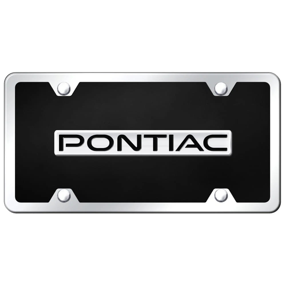 Chrome on Black Acrylic License Plate Kit - Officially Licensed for Pontiac