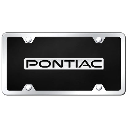 Chrome on Black Acrylic License Plate Kit - Officially Licensed for Pontiac