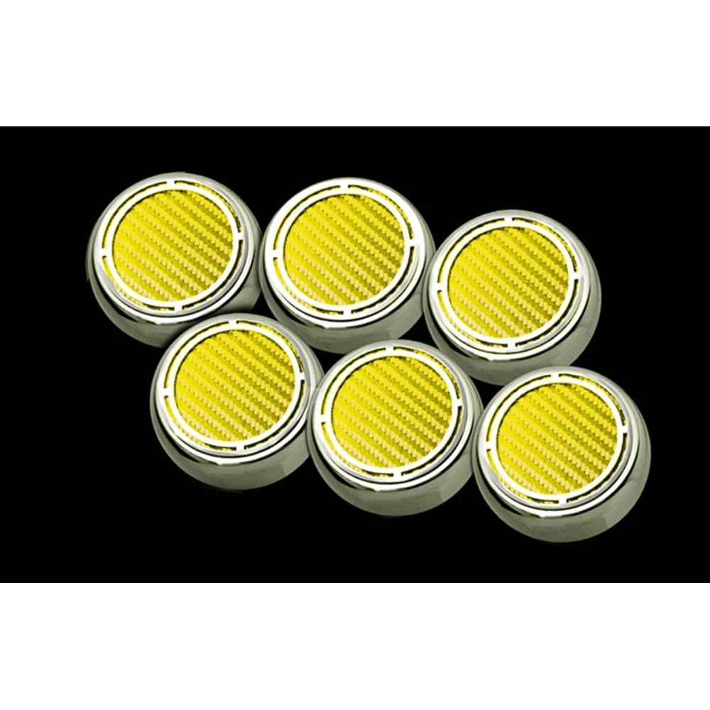 Chrome Slotted Cap Covers w/Yellow Carbon Fiber Inlay for 97-13 Corvette Manual