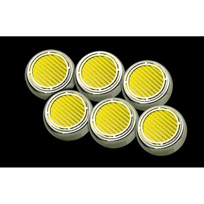Chrome Slotted Cap Covers w/Yellow Carbon Fiber Inlay for 97-13 Corvette Manual