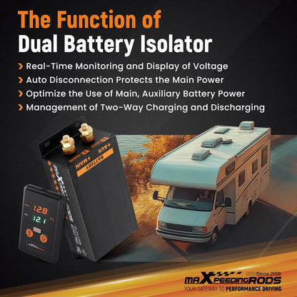 Automatic Dual Battery Management System 300A for Off-Road Vehicles (12V–24V)