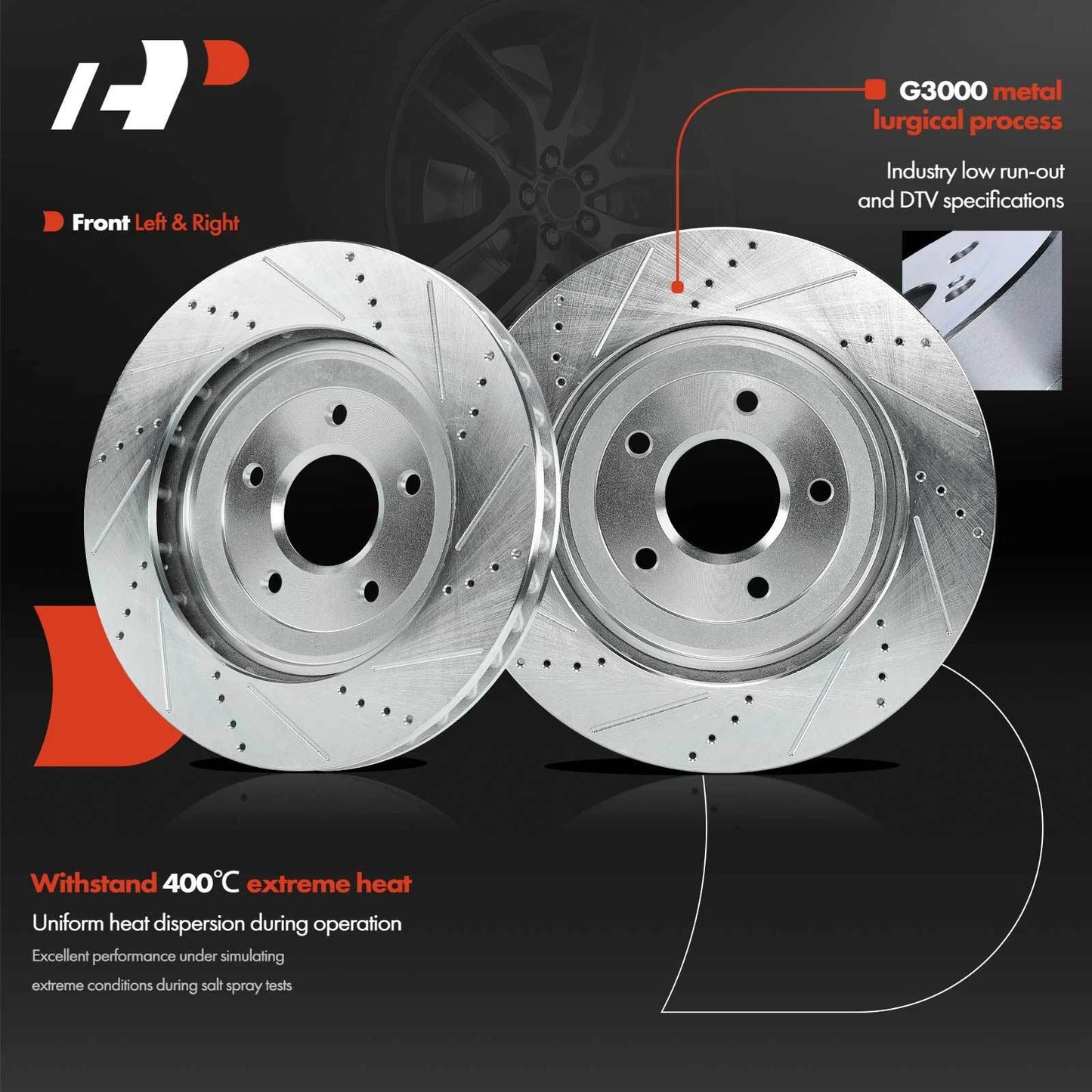 2X Front Drilled Brake Rotors for Chevy Corvette (1997–2004)