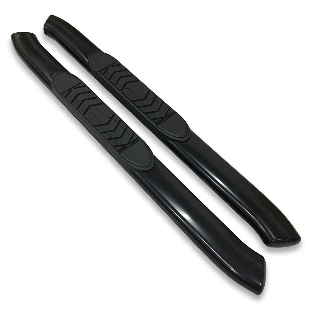 Black 5in Oval Bent w/1 Pad Step Nerf Bar for 2015-19 F-150/250/350 Standard Cab
