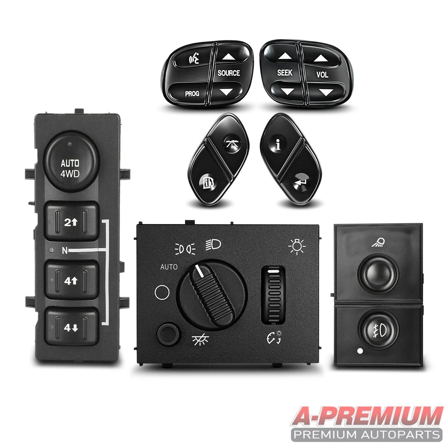 4WD Selector & Headlight & Fog Light Switches for GMC Chevy
