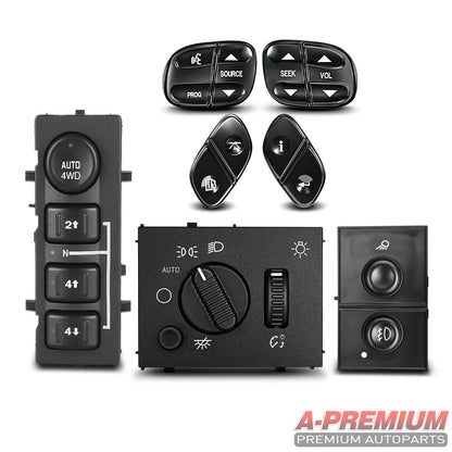 4WD Selector & Headlight & Fog Light Switches for GMC Chevy