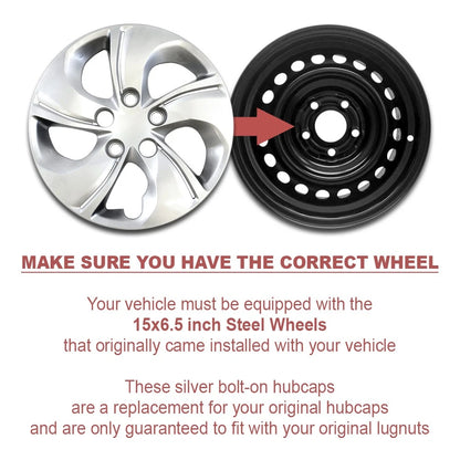 Hub Caps 15 Inch Bolt On Full Wheel Covers for Honda Civic (2013–2015)