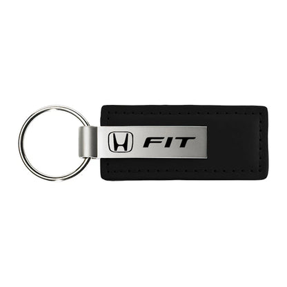 Black Leather Keychain KC1540.FIT - Officially Licensed for Honda Fit