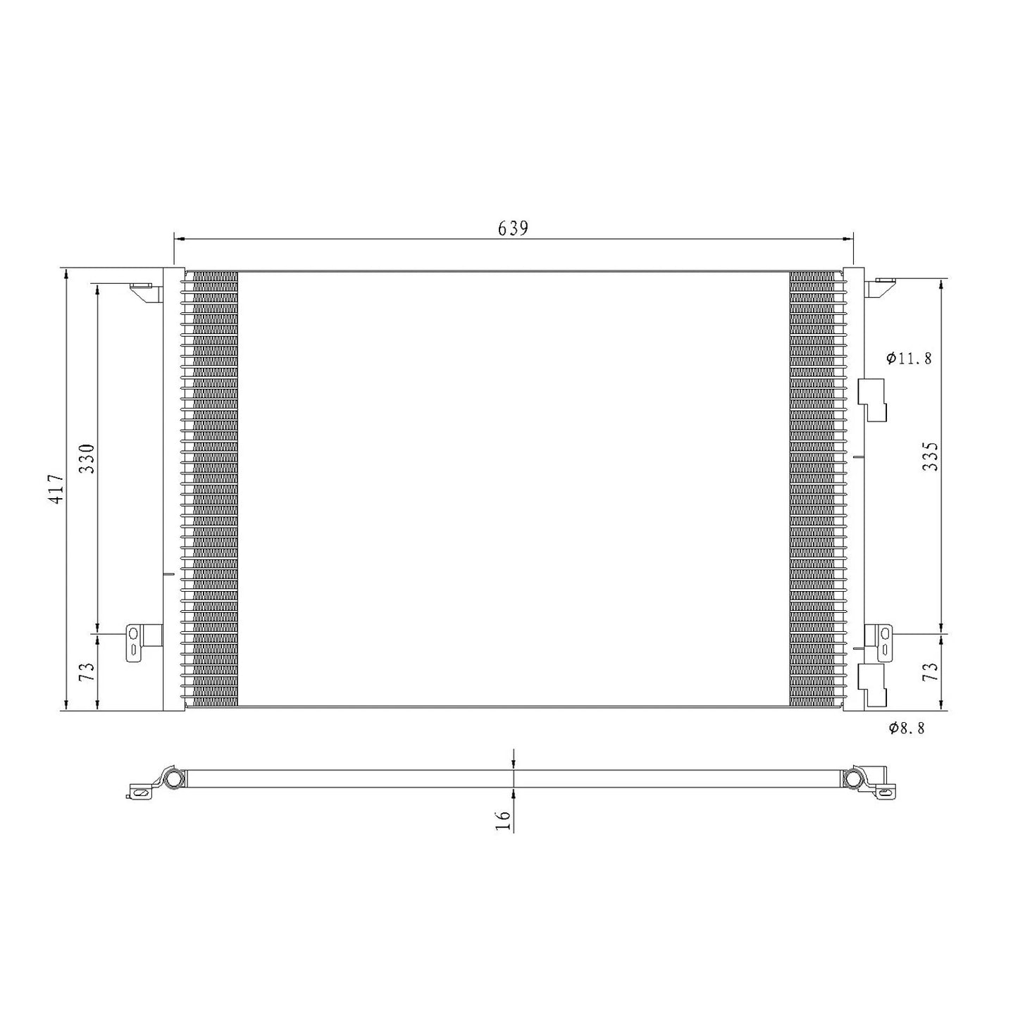 Replacement A/C Condenser Repair Part For 2003-2011 Saab 9-3 (Saab)